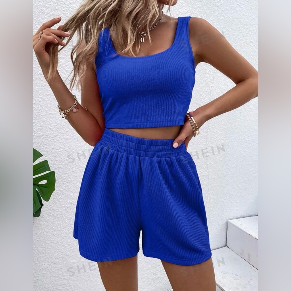 SHEIN LUNE Rib-knit Crop Tank Top